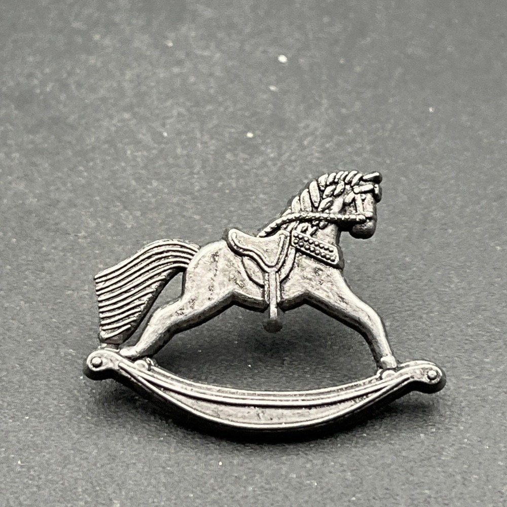 1998 Hallmark Rocking Horse Silver Tone Lapel Hat Pin